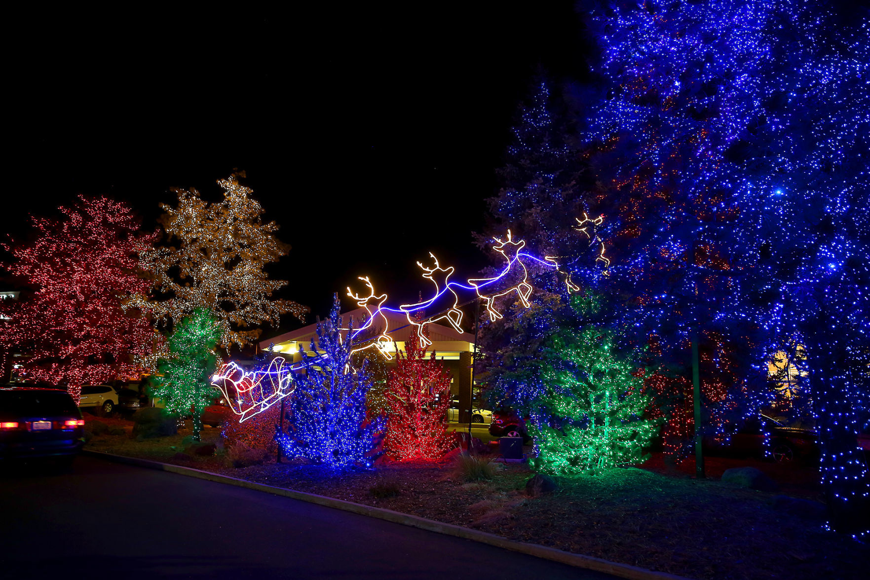 Santa Riding Through The Lights